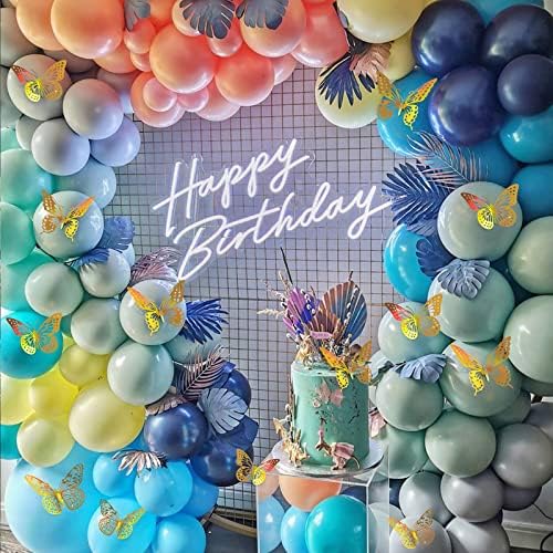 SAOROPEB 3D Butterfly Wall Decor 48 Pcs Laser Gold Butterfly Decorations | 4 Styles 3 Sizes, Birthday Decorations Butterfly Party Decorations&Butterfly Cake Decorations-Removable Gold Butterfly