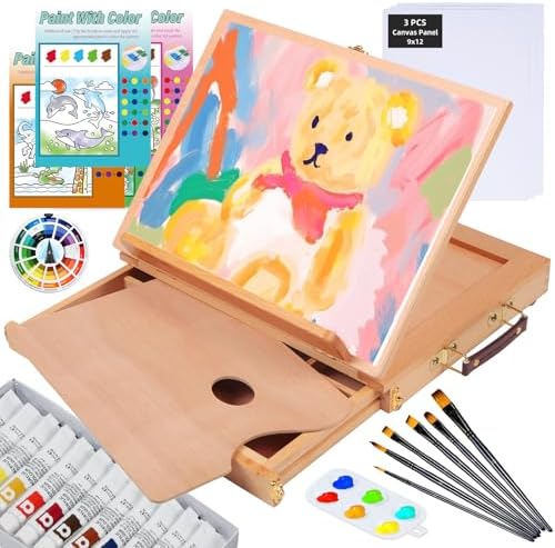 Falling in Art 29 Pcs Acrylic Painting Kit with Tabletop Easel