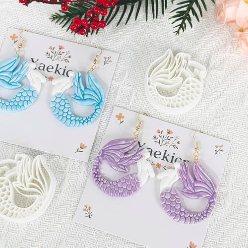 Xaekicr Dragon Mermaid Polymer Clay Cutters Set – Fantasy Clay Earring Cutters for DIY Jewelry Making – Polymer Clay Molds and Clay Tools