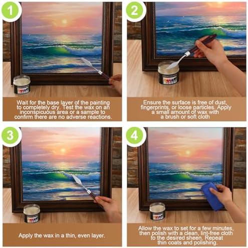 Conelist 2 Set Oil Painting Waterproof and Dustproof Wax Medium with Palette Knife Versatile Waterproof Protective Coat Wax and Dammar Resin Medium for Painting Sealing Finishing (4 oz)