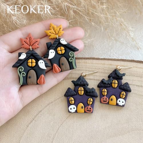 Keoker Fall House Polymer Clay Cutters for Polymer Clay Jewelry, 12 Halloween Clay Earring Cutters