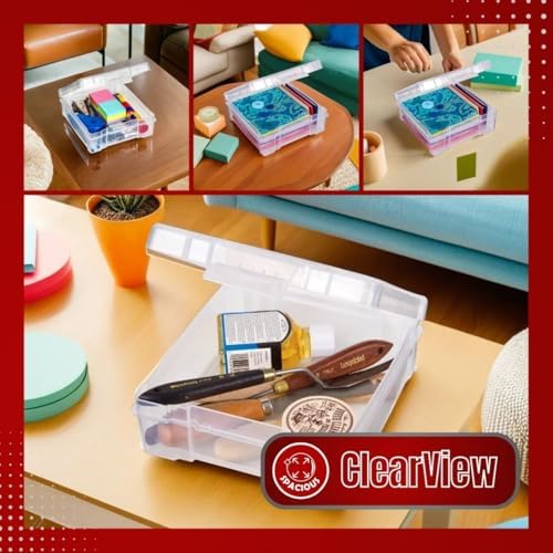 ArtBin 6953AB ClearView 6" x 6" Box Art & Craft Organizer, [1] Plastic Storage Case, Clear (Pack of 6)