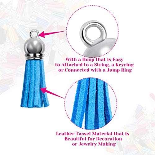 Cridoz 200pcs Leather Keychain Tassels Bulk for Crafts, Acrylic Blanks, Charms, Earrings, Bracelets and Jewelry Making (40 Colors)