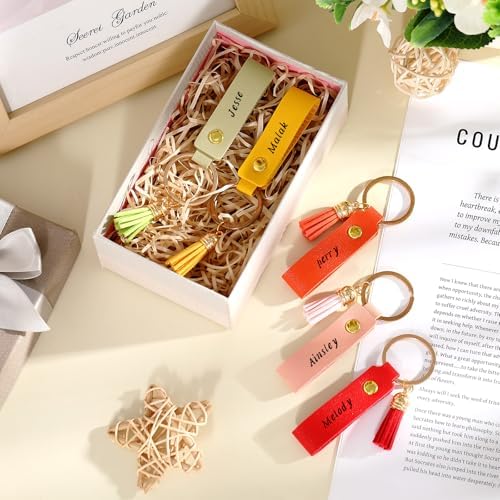 100 Pcs PU Leather Keychain Blanks Bulk