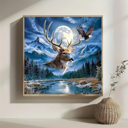 Lophomie Diamond Art Kits for Adults, 5D Deer & Eagle Diamond Painting Kits