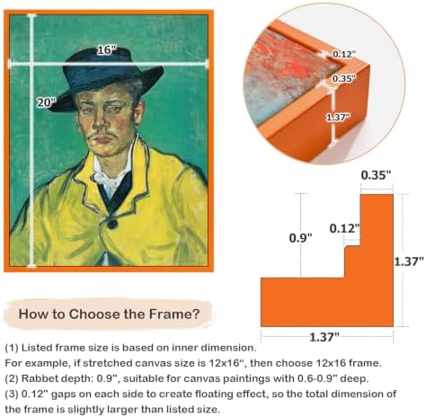 16x20 Canvas Frames for Retro Abstract Oil Paintings 2 Pack,Orange