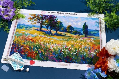 DIAMOND ART CLUB Wildflower Field with Trees in the Summer Countryside