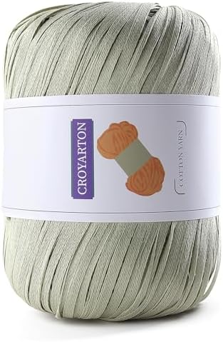 Raffia Ribbon Yarn for Crochet, Green Cotton Yarn for Crocheting Beach Hat