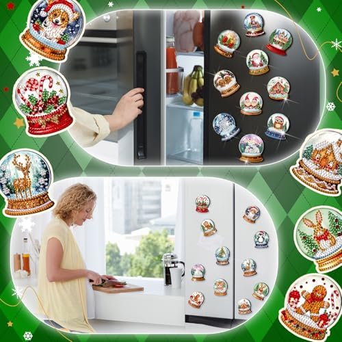 Motipuns 30 Pcs Diamond Magnets,Christmas Colorful Crystal Ball,Blue