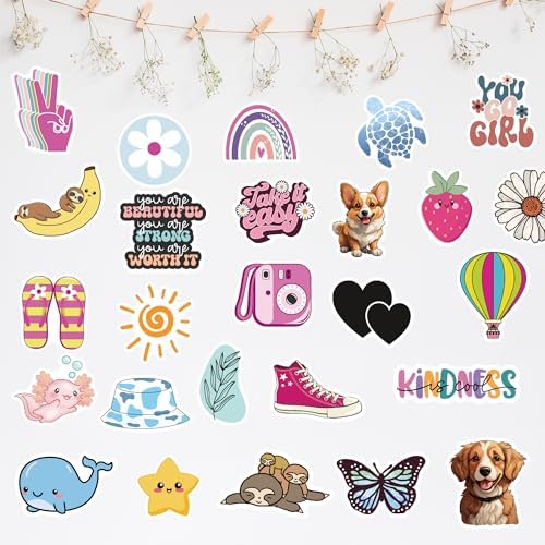 300 Pcs Preppy Stickers, Summer Stickers for Water Bottles Girls, Laptop Accessory Waterproof, Cute Decals for Phone Waterbottle MacBook Cup, Summer Themed Stickers for Teens