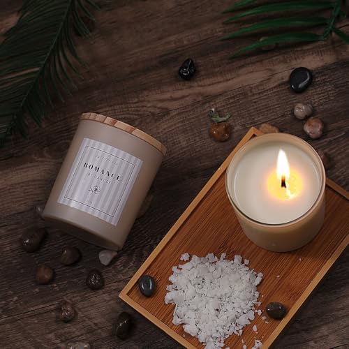 12Pcs Assorted Amber Candle Jars for Making Candles, 10oz Empty Jars with Bamboo Lids and Labels, Glass Candle Jars for Candle Making Supplies, Candle Containers for DIY Gifts