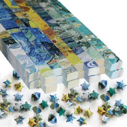 Star Origami Paper, DIY Origami Paper Star Strips (Chasing Light Blue Yellow 1080 sheets)