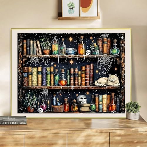 Xylogist Book Diamond Art Kits for Adults, 5D Diamond Painting Gothic Skull