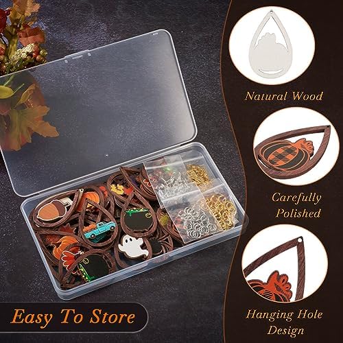 Elecrelive 32Pairs Halloween Earring Set Cartoon Wood Earrings for Women