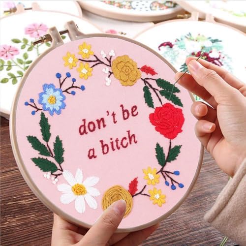 Nuberlic Funny Embroidery Kit for Beginners, Cross Stitch Kits