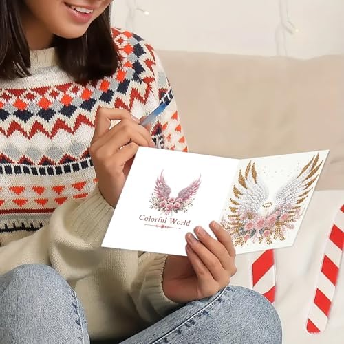 LSQFS 6 Pack 5D DIY Diamond Art Greeting Cards with Envelopes,5.9 * 5.91in