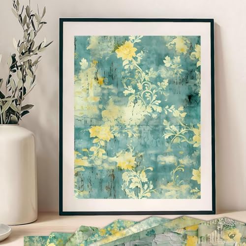Vintage Scrapbook Paper 12 ×12 - 24Sheets Double-Sided Pattern Decorative Paper | Scrapbook Supplies & Card Making Supplies for DIY Crafts Art Journaling Photo Album Decor (Green)