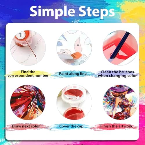 xcemhil Colorful Woman Paint by Numbers Kit for Adults Beginner, Colorful Woman Wearing a Hat Acrylic Paint by Number Kits Suitable for Home Wall Art Decor Gifts 16x20 Inch