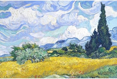 VeGuude Diamond Painting Kits for Adults, Van Gogh Wheat Field with Cypress Diamond Art for Beginner DIY Round 5D Paint with Diamonds Gem Full Drill Diamond Dots for Home Wall Decor Gifts 16x12inch