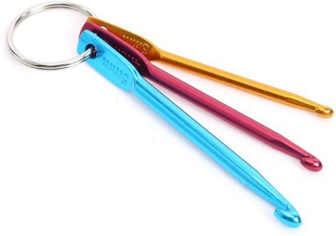 Zuoyou 4 Sets Mini Keychain Aluminum Crochet Hooks Knitting Needles | 3 Sizes/Set (3mm,4mm,5mm) Suitable for Yarn Knitting Beginners