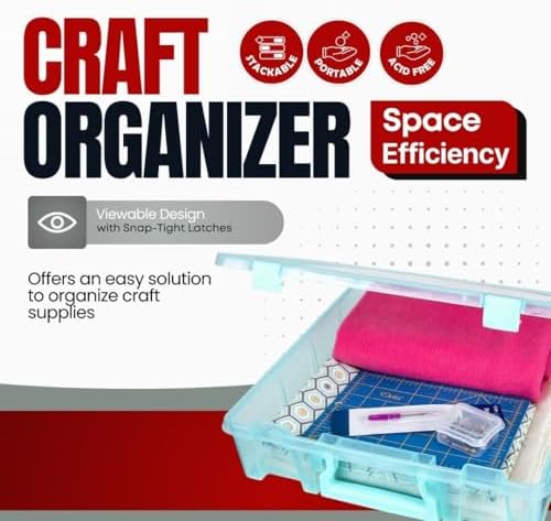 ArtBin 6955AA Super Satchel 1-Compartment Box, Art & Craft Organizer, Translucent Aqua (Pack of 3)