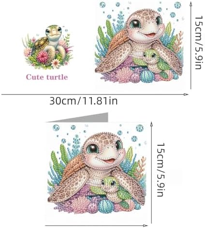 LSQFS 6Pcs Sea Turtle Diamond Art Cards with Envelopes,5.9x5.9in