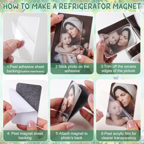 25 Pcs DIY Acrylic Fridge Magnet Kit Rectangle Fridge Magnet Craft Set with Adhesive Backing Make Your Own Magnet Kit for Photo Office Classroom Cabinets Kitchen 2 × 3.15 Inch