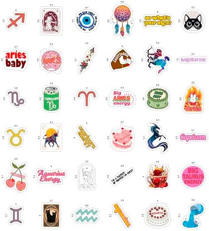 100Pcs Astrology Stickers for Water Bottle, Laptop - Zodiac Stickers - Astrology Gift, Party Decoration - Mystical Decals - Gift for Women & Men