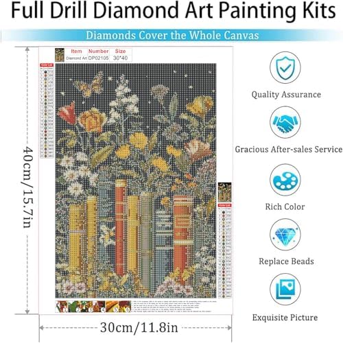 Diamond Art Kits for Adults,Book Flowers Diamond Painting Kits 12x16in