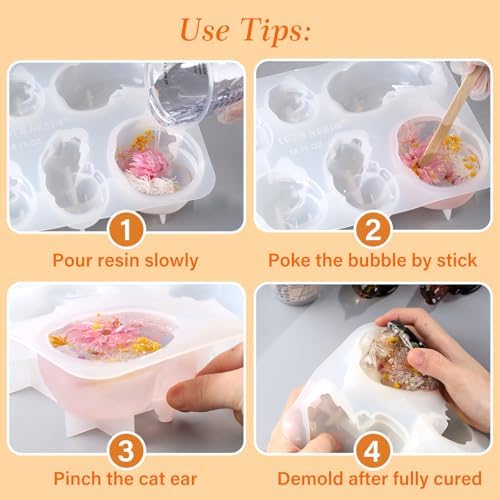 LET'S RESIN Pet Memorial Statue Resin Molds,3D Animal Epoxy Resin Molds for Preserving Pet Hairs & Ashes, Sleeping Dog and Cat Figurine Silicone Molds,Great for DIY Resin Pet Keepsakes, Pet Loss Gifts