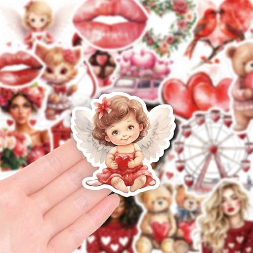 200 Pcs Valentines Day Heart Stickers for Journals Cards Gift Wrapping Scrapbooks DIY Crafts, Heart Stickers,Pink Red Love Theme Premium Craft Supplies