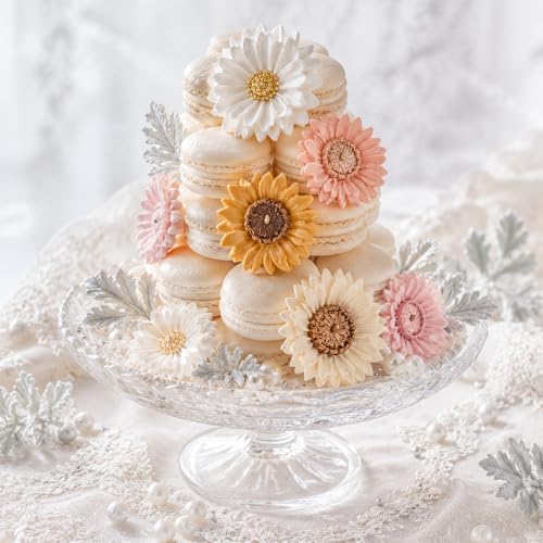 4 Pcs 3D Flower Silicone Molds Daisy Sunflower for Candle Soap Cake Topper