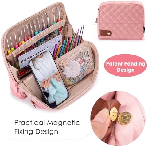 MYBAGZING Empty Crochet Hook Case - Stand Up Crochet Hook Organizer with 30 Slots for Crochet Hooks & needles, Crochet Accessories - Crochet Needles Set for Crochet Lovers, Crochet Kit for Beginners