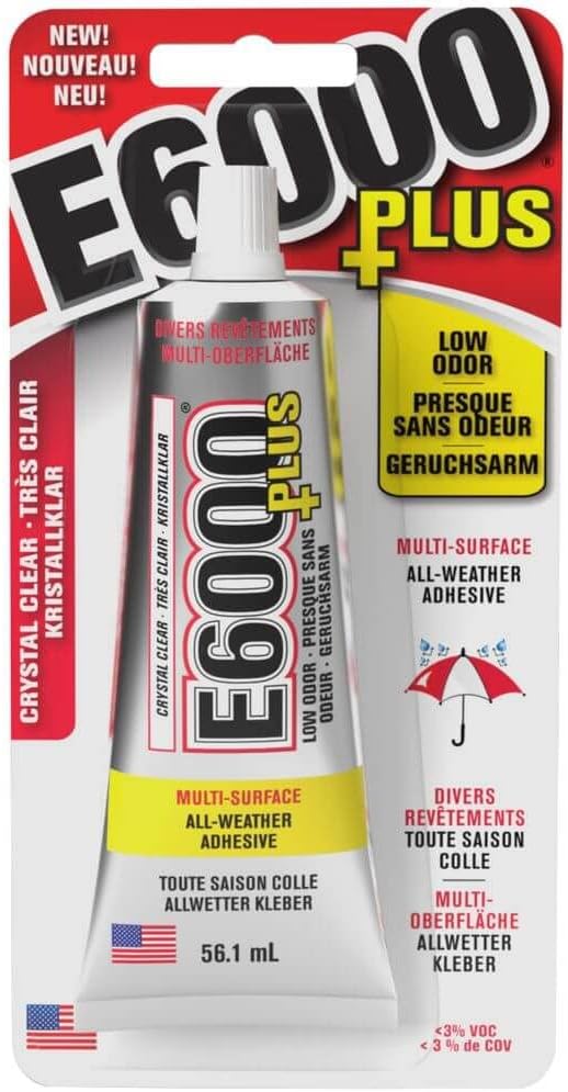 Eclectic Products inc. E6000 Plus Multi-purpose Clear Glue, Waterproof and Paintable, Strong Flexible Craft Adhesive for Wood, Glass, Fabric, Ceramic, Metal and More, 56.1ml | Waterproof and Paintable, Strong Flexible Craft Adhesive for Wood, Metal and...