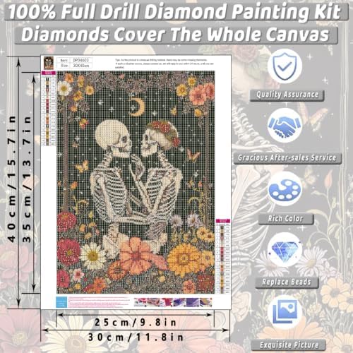 KICHANG Skull Diamond Art Kits for Adult Diamond Painting Kit for Beginner