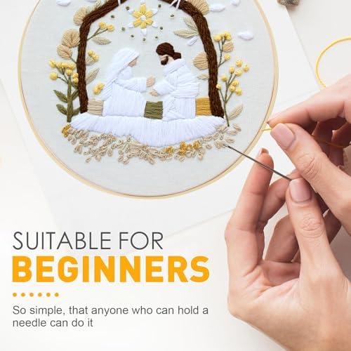 Christian Nativity Embroidery Kit for Beginners Adults Easy Embroidery Starter Kit Nativity Patterns Cross Stitch Kits Full Embroiderys Hoop Kits Needlepoint Kits with Instruction Needles and Thread