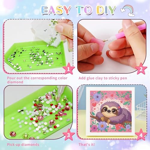 Sloth Diamond Art Painting Kits for Kids with Frame Ages 4-8-12 (7x7 inch)