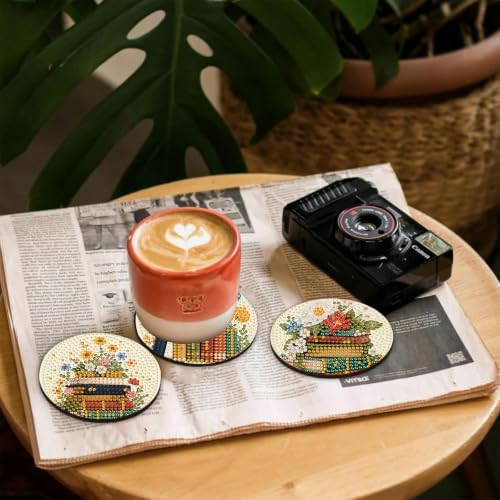 8 Pcs Book Diamond Art Coasters Kits, Book Diamond Painting Coasters