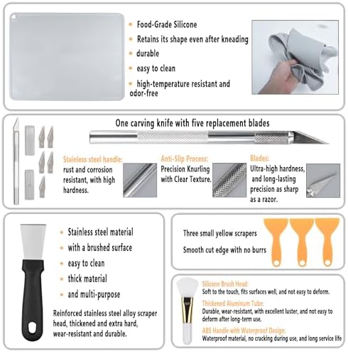 52 Pcs Resin 3D Printing Tool Kit with 304 Stainless Steel Resin Filter Funnel，Silicone Pad, Scraper，Tweezers & Cleaning Tools | Accessories for Model Removal, Resin Recycling & Post-Processing