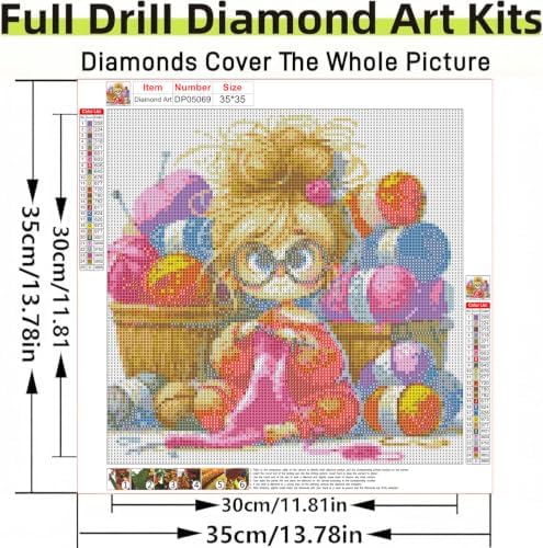 ARPADAMO Knitting Girl Diamond Art Kits for Adults Diamond Painting14x14in