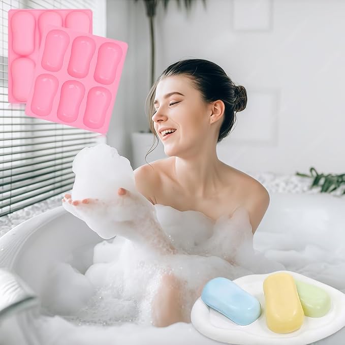 SJ Classic Soap Mold Set, 2-Pack 6-Cavity Silicone Soap Molds | For Soap Making, Bath Bombs, Wax Melts & Crafts, Food Grade Silicone, Easy Release, Reusable