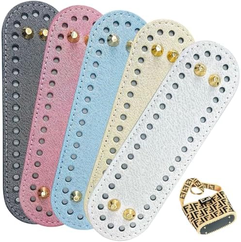 5 PCS Bag Bases for Crochet PU Leather Bag Bottom Oval Bag Bottom Shaper Pad Purse Bottom Knitting Crochet Base Cushion Base with Holes Handbag Making Supplies for DIY Crochet Bag Shoulder Bag Craft
