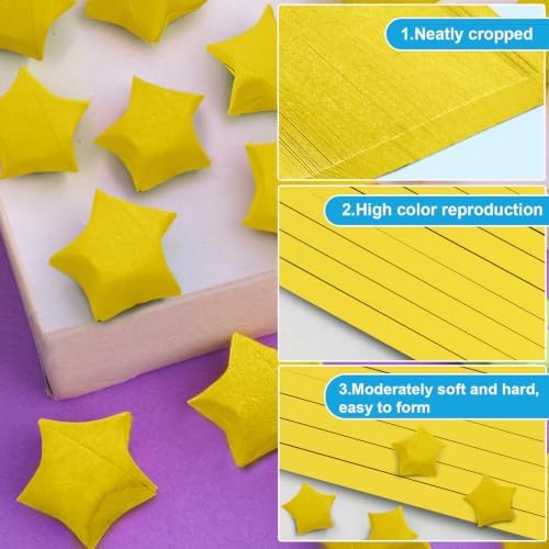 FoDau770 Solid Color Star Paper Strips - 360 Sheet, Yellow