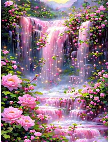 Yezavesu Landscape Scenery Diamond Art Kits for Adults Beginners 12x16 Inch | Waterfall Diamond Painting, DIY 5D Full Round Drill Gem Art, Stress Relief Craft Kits, Home Wall Decor Gift