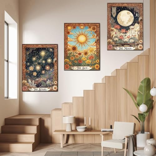 AIBOERL 3 Pack Paint by Numbers Kit for Adults Beginner,Tarot,12X16In