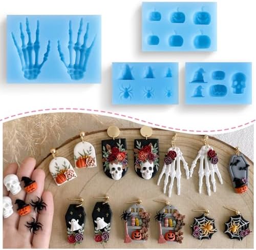 KEOKER Halloween Polymer Clay Molds for Jewelry, Earring Molds, 3D Mold, Halloween Earring Decoration (Substitute Polymer Clay Cutters)