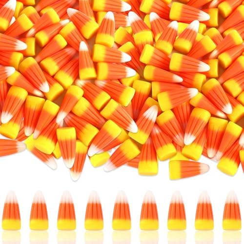 JUNEBRUSHS 50 Pcs Fake Candy Corn Resin Halloween Table Decorations