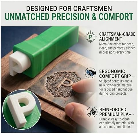 Alphabet Stamp Set for Clay Pottery, 74-Piece Kit, Green