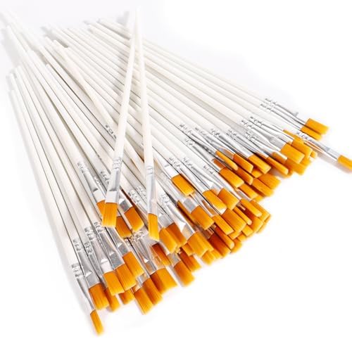 30Pcs Paint Brushes for Acrylics Painting, Flat Paint Brush Bulk, White