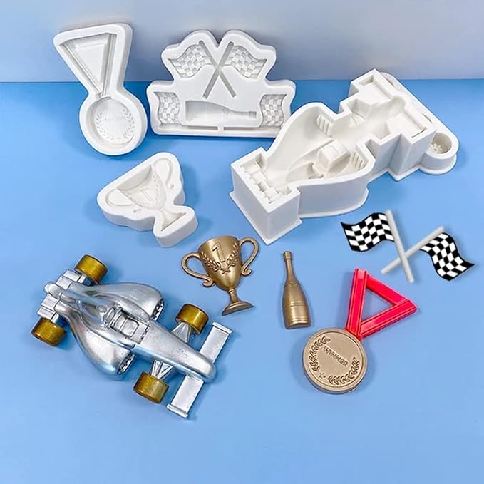 Cestony 3D Racing Car Shaped Silicone Molds for DIY Cake Fondant Biscuit Cookies Soap Sugar Pudding Chocolate Hard Candies Dessert Candle Decor